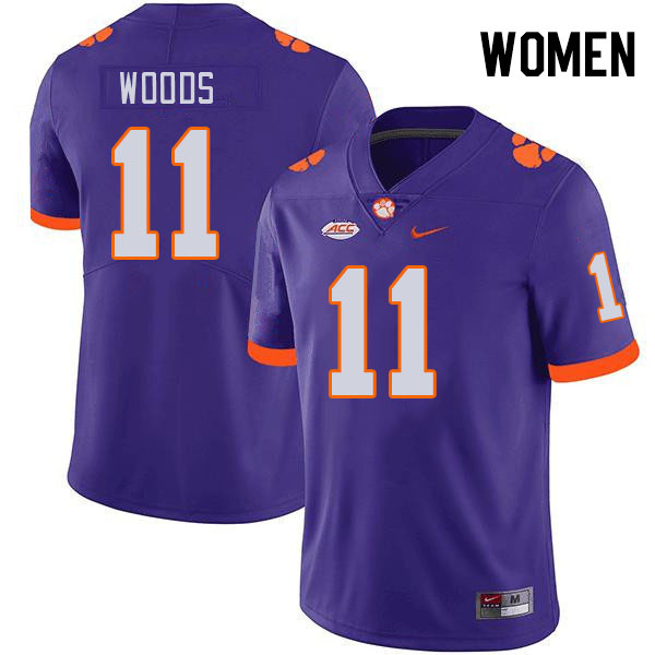 Women's Clemson Tigers Peter Woods #11 College Purple NCAA Authentic Football Stitched Jersey 23TG30BD